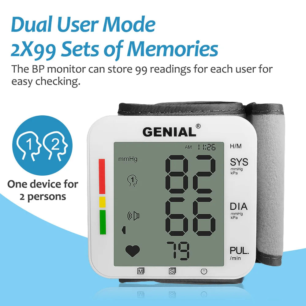 Genial Wrist Blood Pressure Monitor Featuring Digital Display And Memory