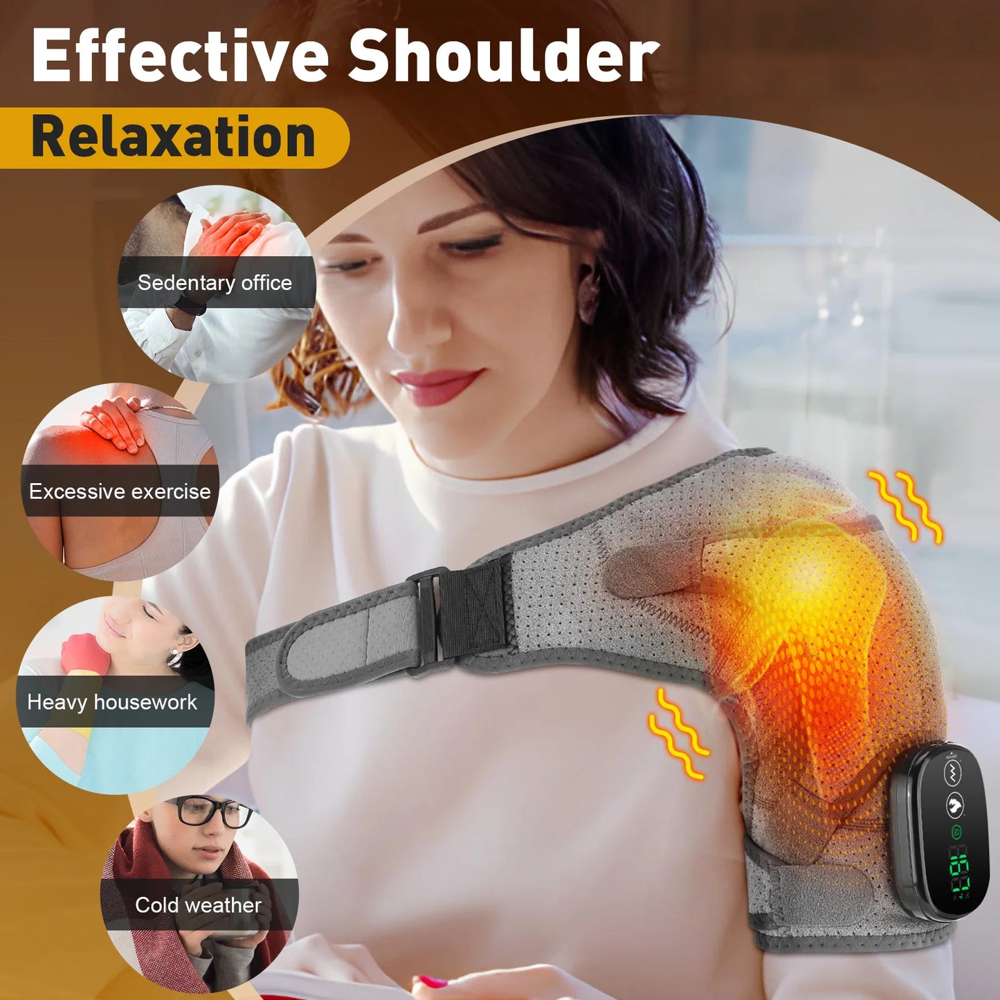 Pastsky Electric Shoulder Heating Pad With Vibration And Heat