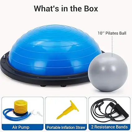 Half Exercise Ball Balance Trainer With Bands And Pump
