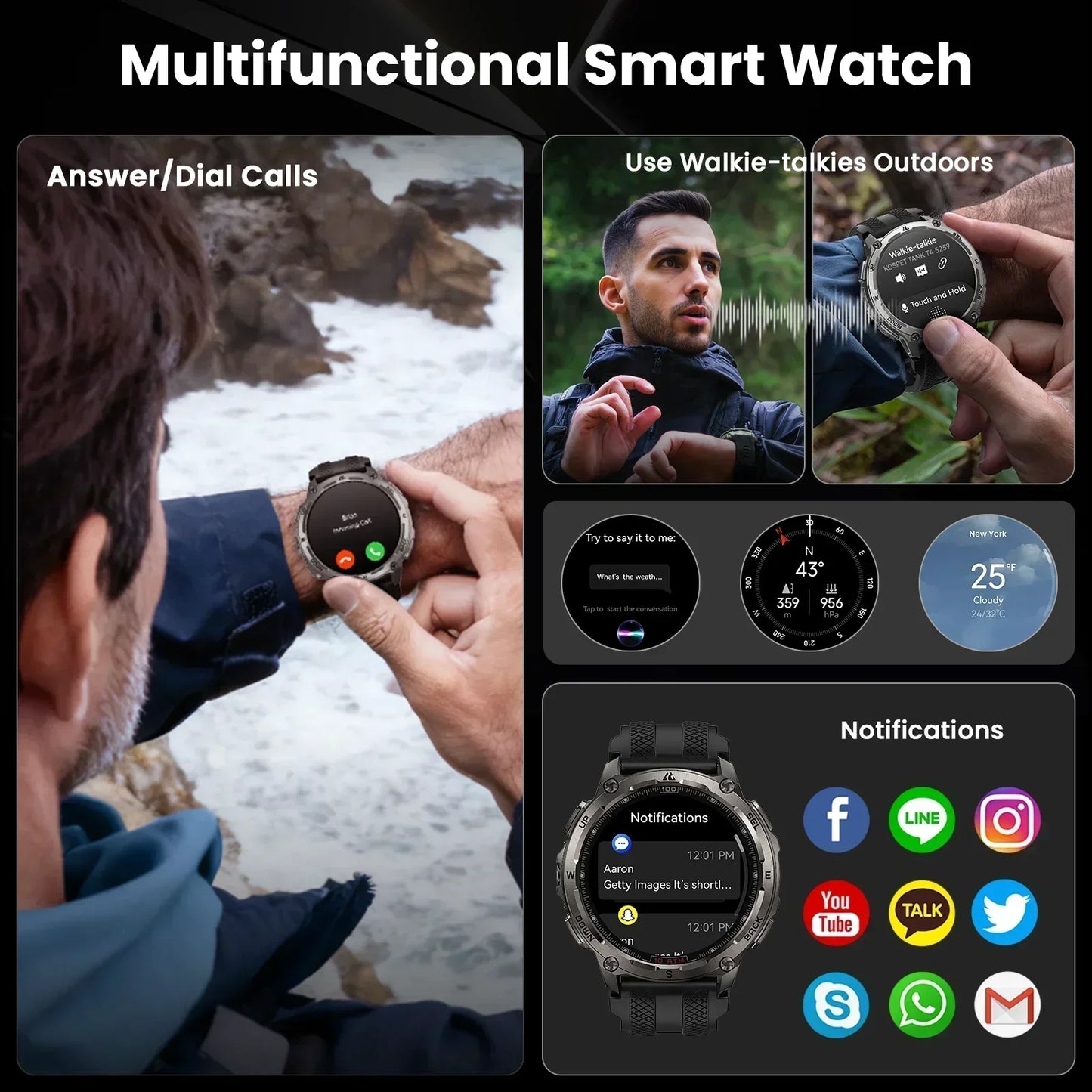 Kospet Tank T4 Smart Watch With 6Sat Gps And 10Atm Waterproof