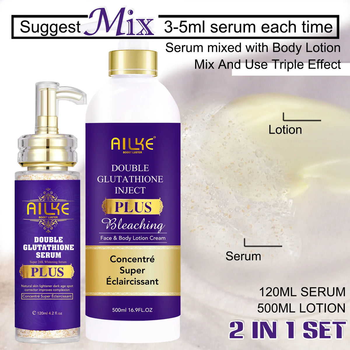 AILKE Glutathione Whitening Serum for Dark Spots and Uneven Tone