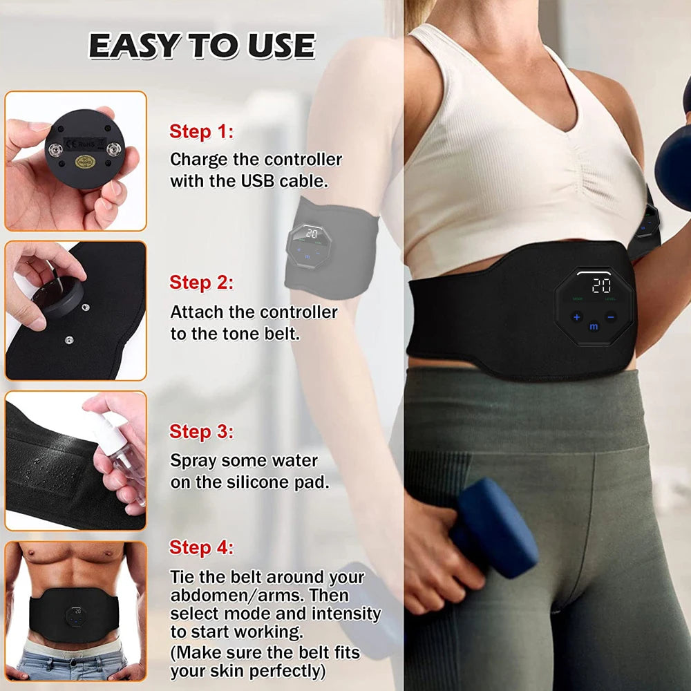 Rechargeable EMS Muscle Stimulator Fitness Belt by Brand