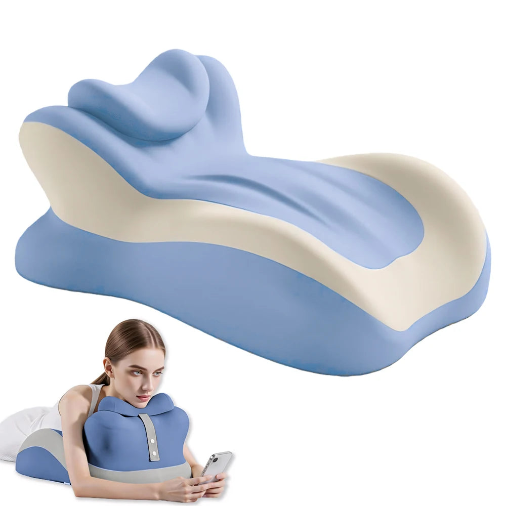 Memory Foam Prone Reading Pillow With Ergonomic Removable Headrest