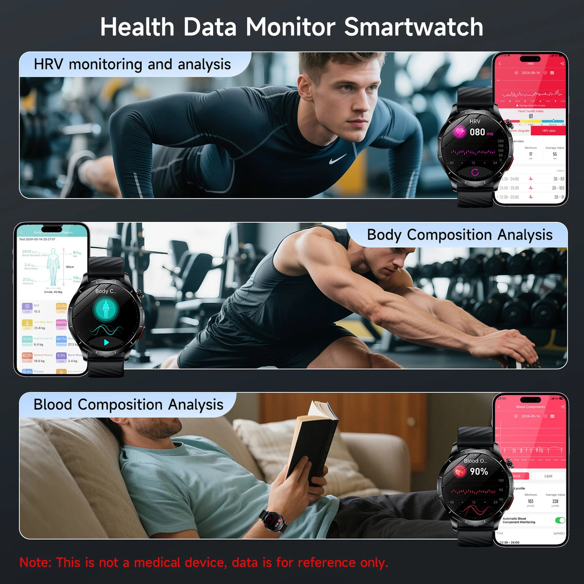 Marsyu ECG PPG Health Monitoring Smartwatch With Blood Pressure Tracking