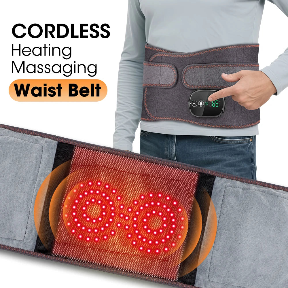 Agdoad Heating Vibration Massager Belt Dual Red Light Lumbar Support
