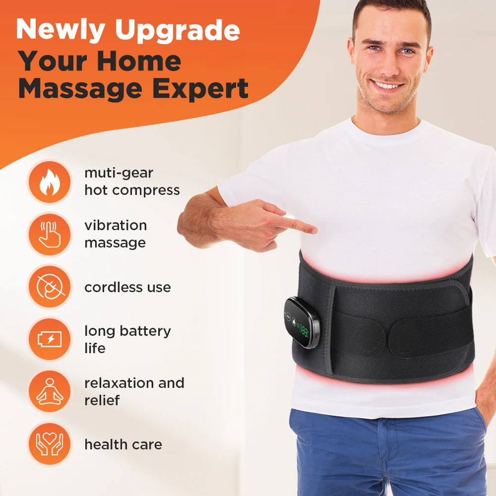 Hailicare Heating Vibration Massager Belt With Red Light Therapy For Waist