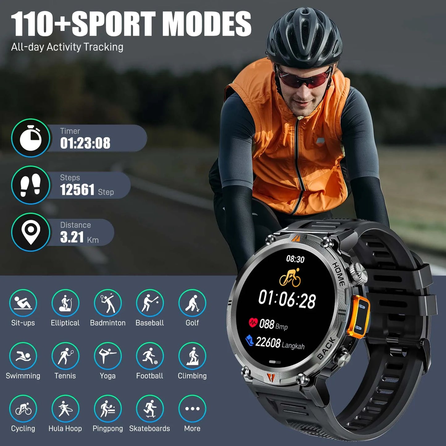 Eigiis Ke3 Full Touch Screen Bluetooth Call Smartwatch for Men