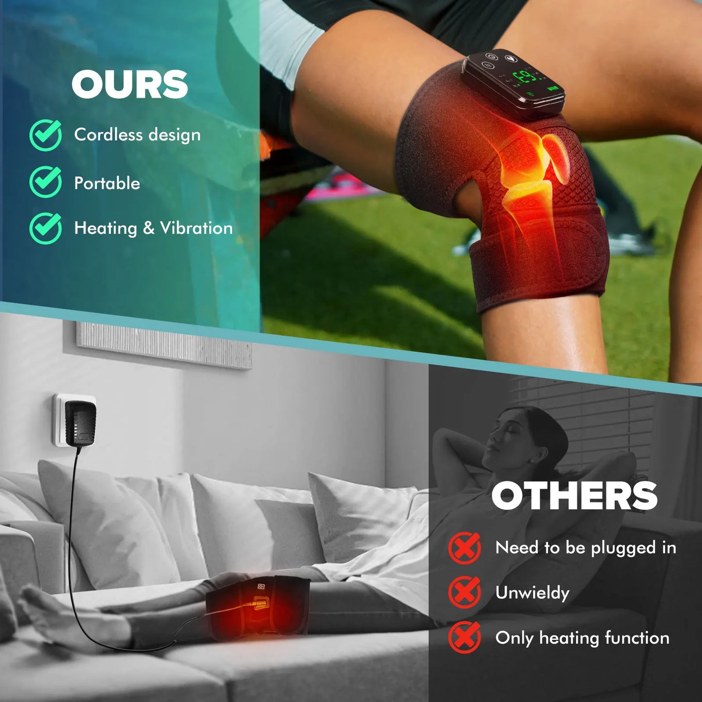 Smart Electric Heating Knee Massager For Joint Pain Relief Therapy