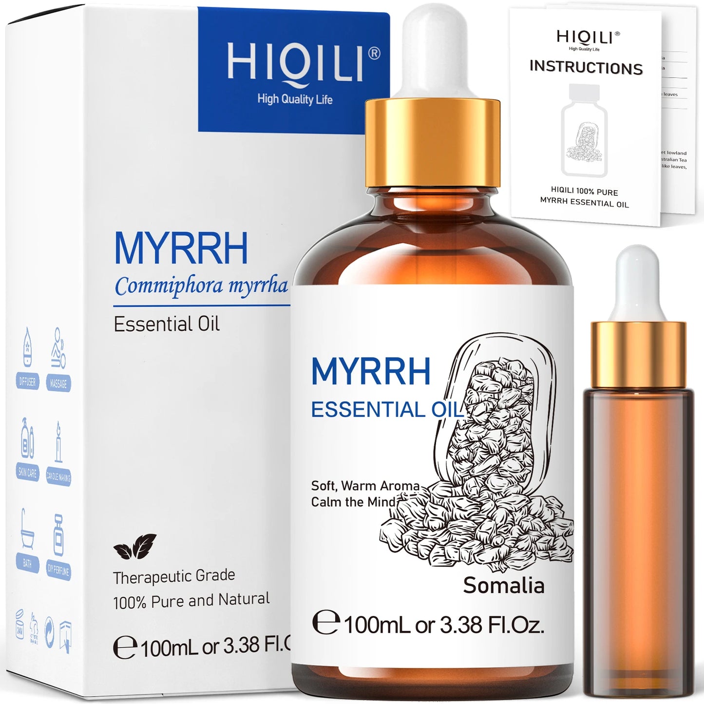 Hiqili 100ml Pure Myrrh Essential Oil For Aromatherapy