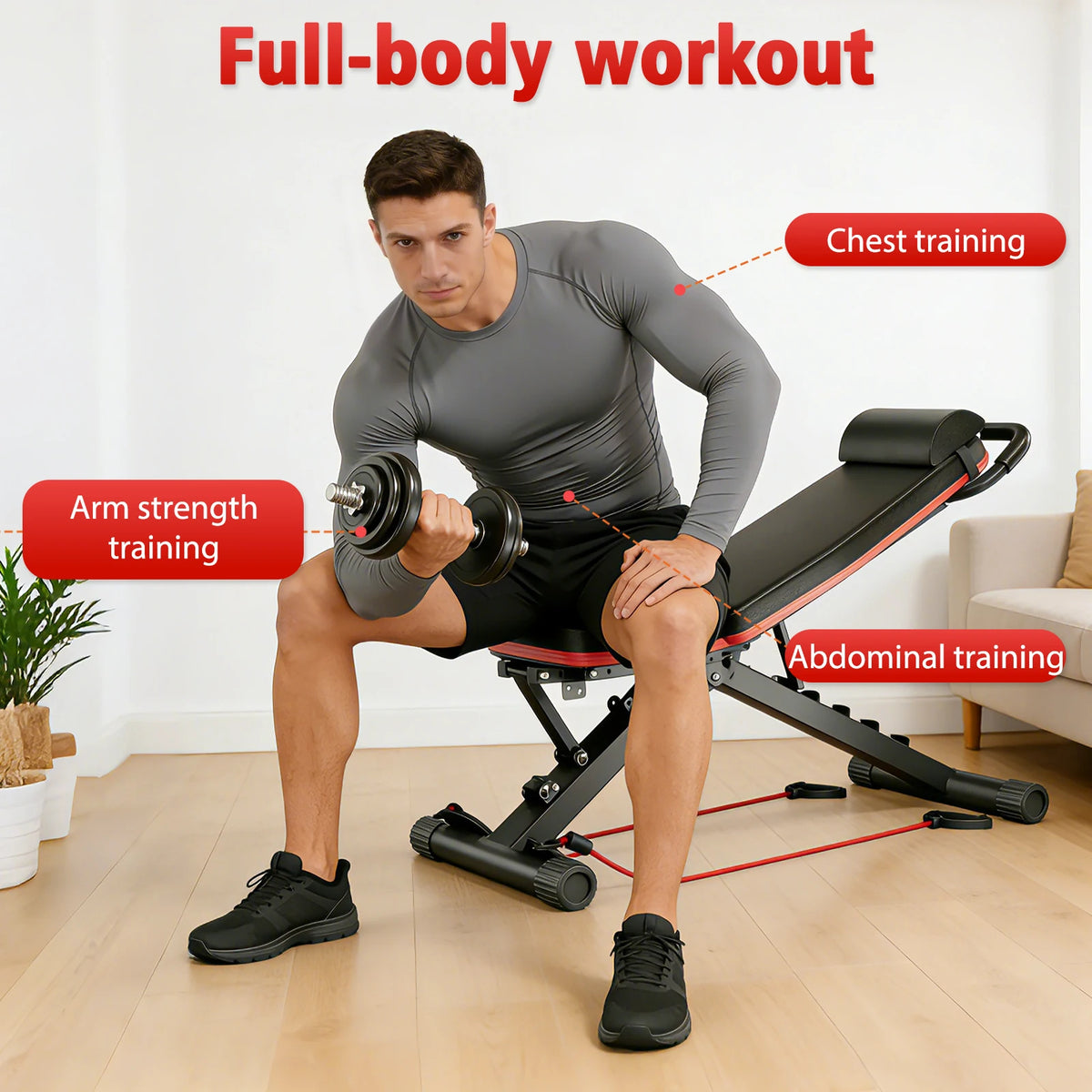 14-in-1 Foldable Adjustable Dumbbell Bench for Full Body Workouts