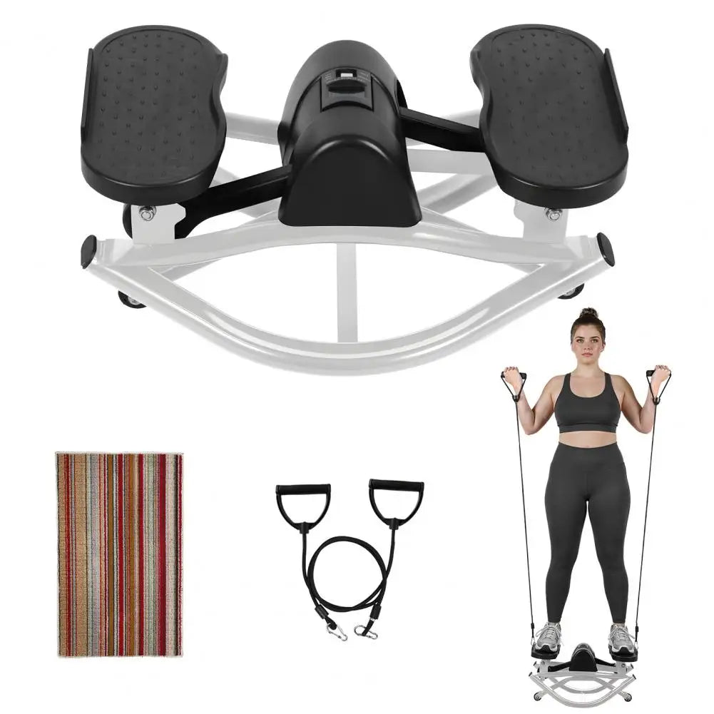 Low Shock Lateral Rocking Fitness Stepper With Resistance Bands