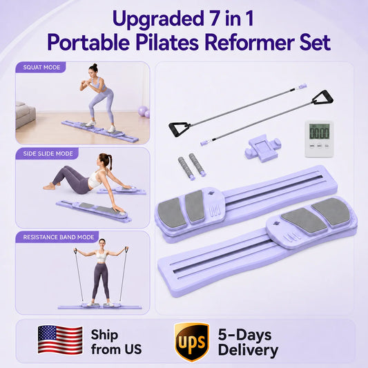 Wsuel Upgraded 7 in 1 Portable Pilates Reformer Board