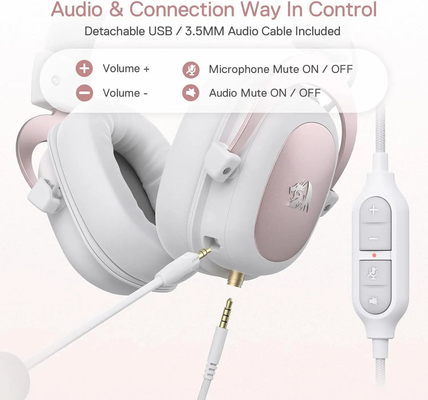 Redragon Wired Gaming Headset 7.1 Surround Sound Memory Foam Pads