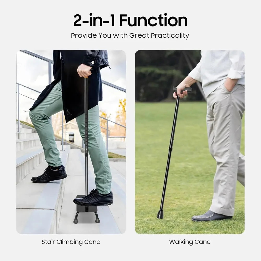 Stair Climbing Cane 2 In 1 Adjustable Anti Slip Support