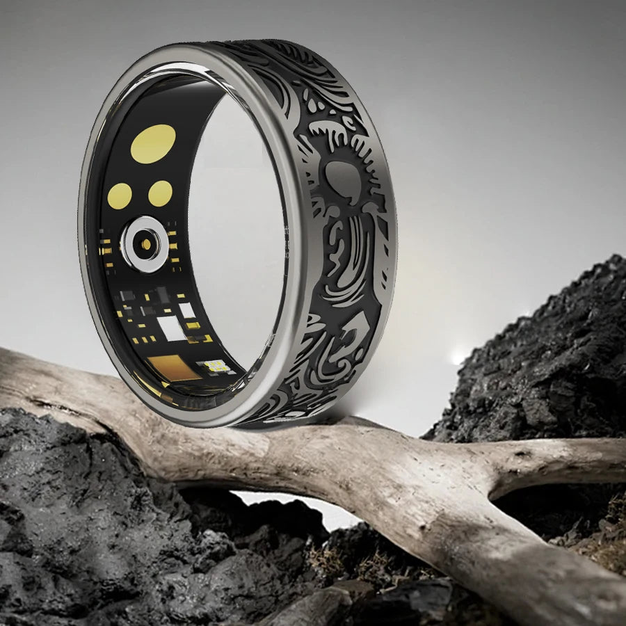 Smart Ring Fitness Tracker Sleep Monitor Waterproof Steel USB Rechargeable