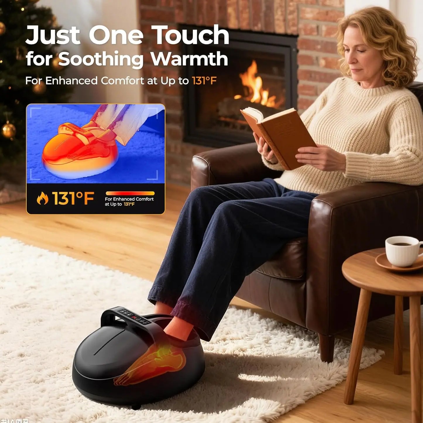 HTM Shiatsu Foot Massager With Deep Kneading Air Pressure Heat