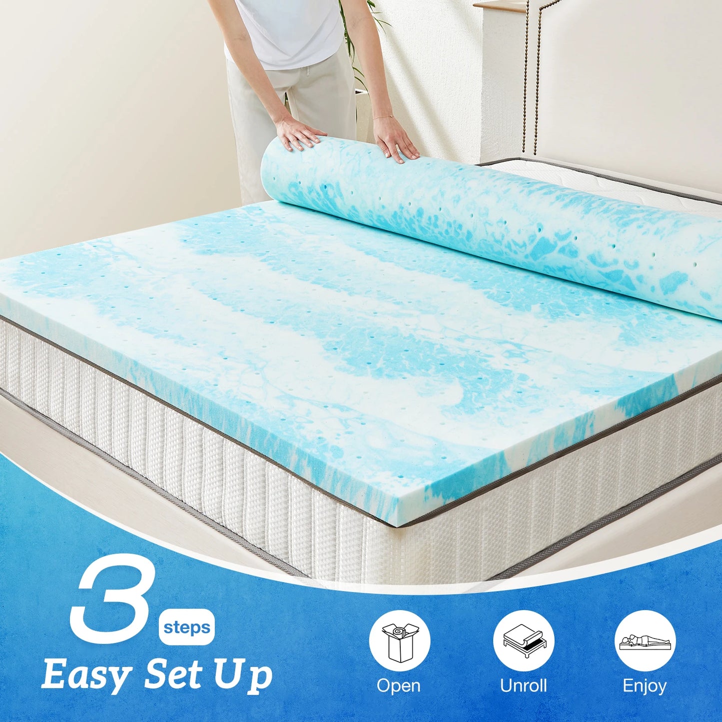 MCQ 3 Inch Soft Gel Memory Foam Mattress For Home Bedroom