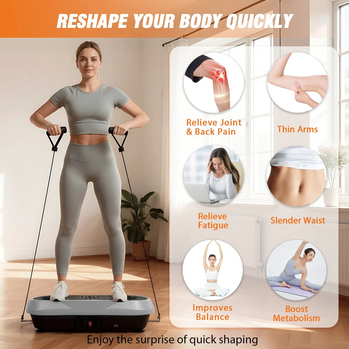 Portable Vibration Plate Exercise Machine Full Body Standing Workout Platform