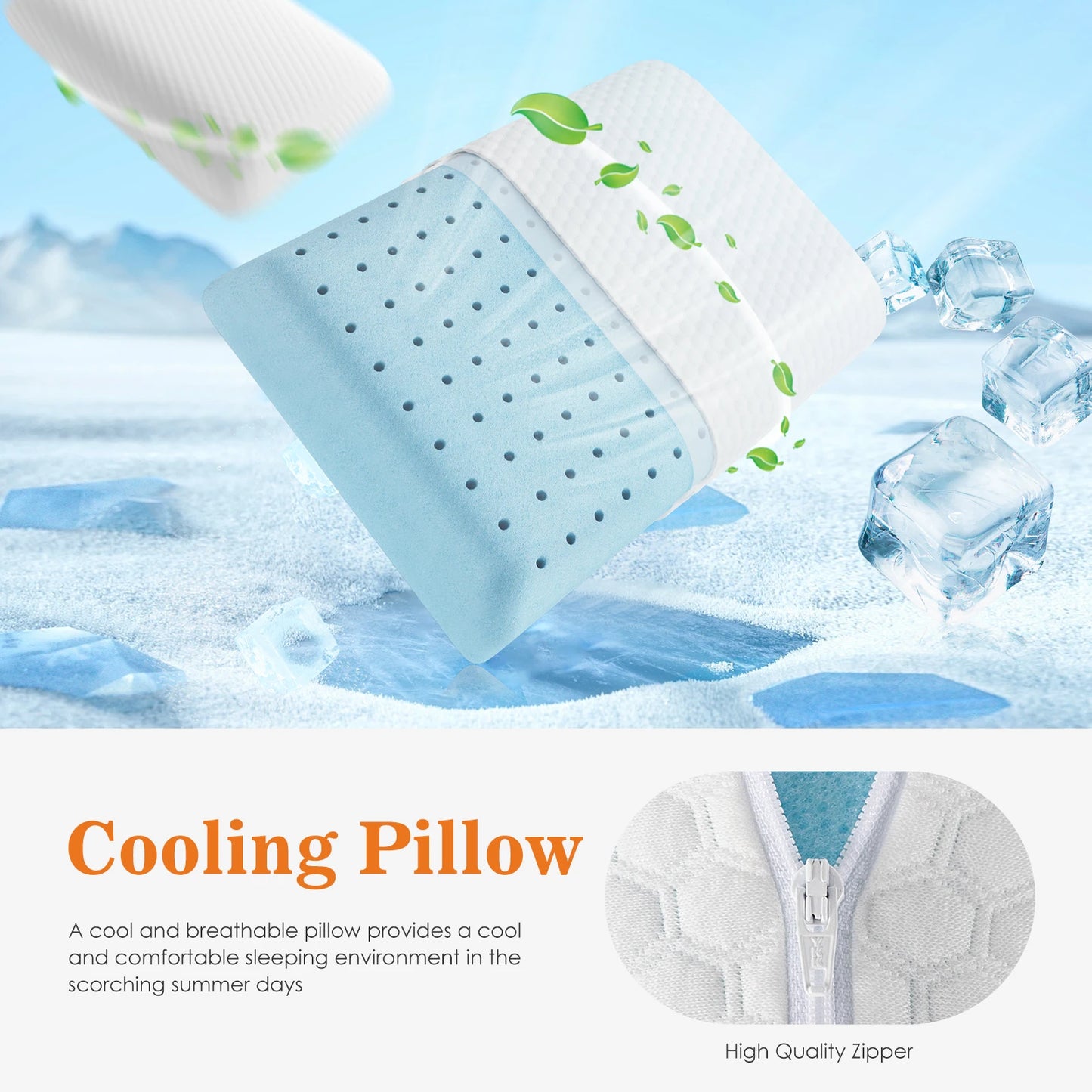 Jhk 2 Pieces Memory Foam Cooling Bed Pillows