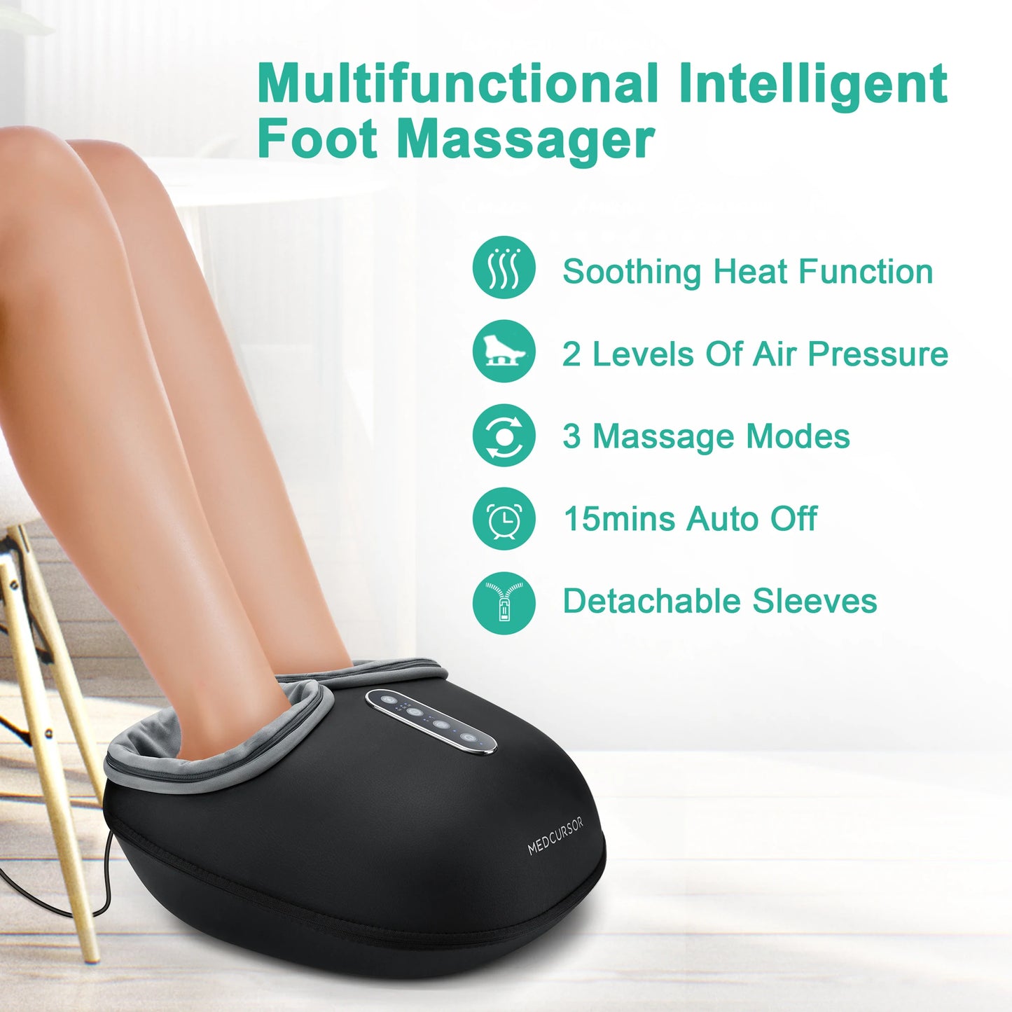 Medcursor Electric Shiatsu Foot Massager With Heat Roller Pain Relief