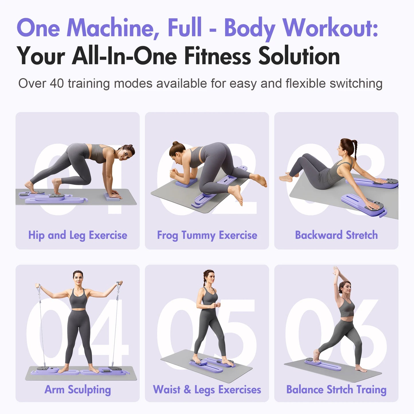 Pilates Reformer Board AB Portable Split Gym Equipment LCD