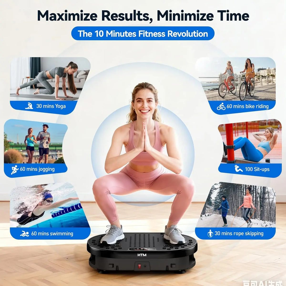 HTM Whole Body Vibration Plate Exercise Machine Fitness Platform