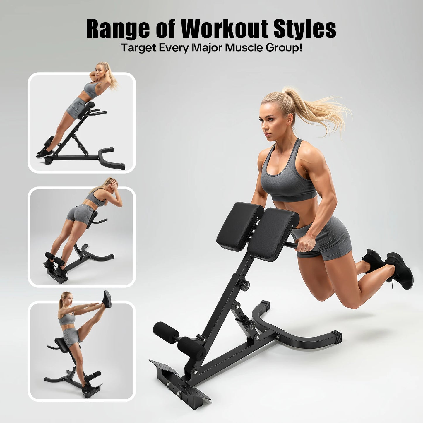 Back Extension Roman Chair Foldable Hyperextension Bench 150kg Capacity