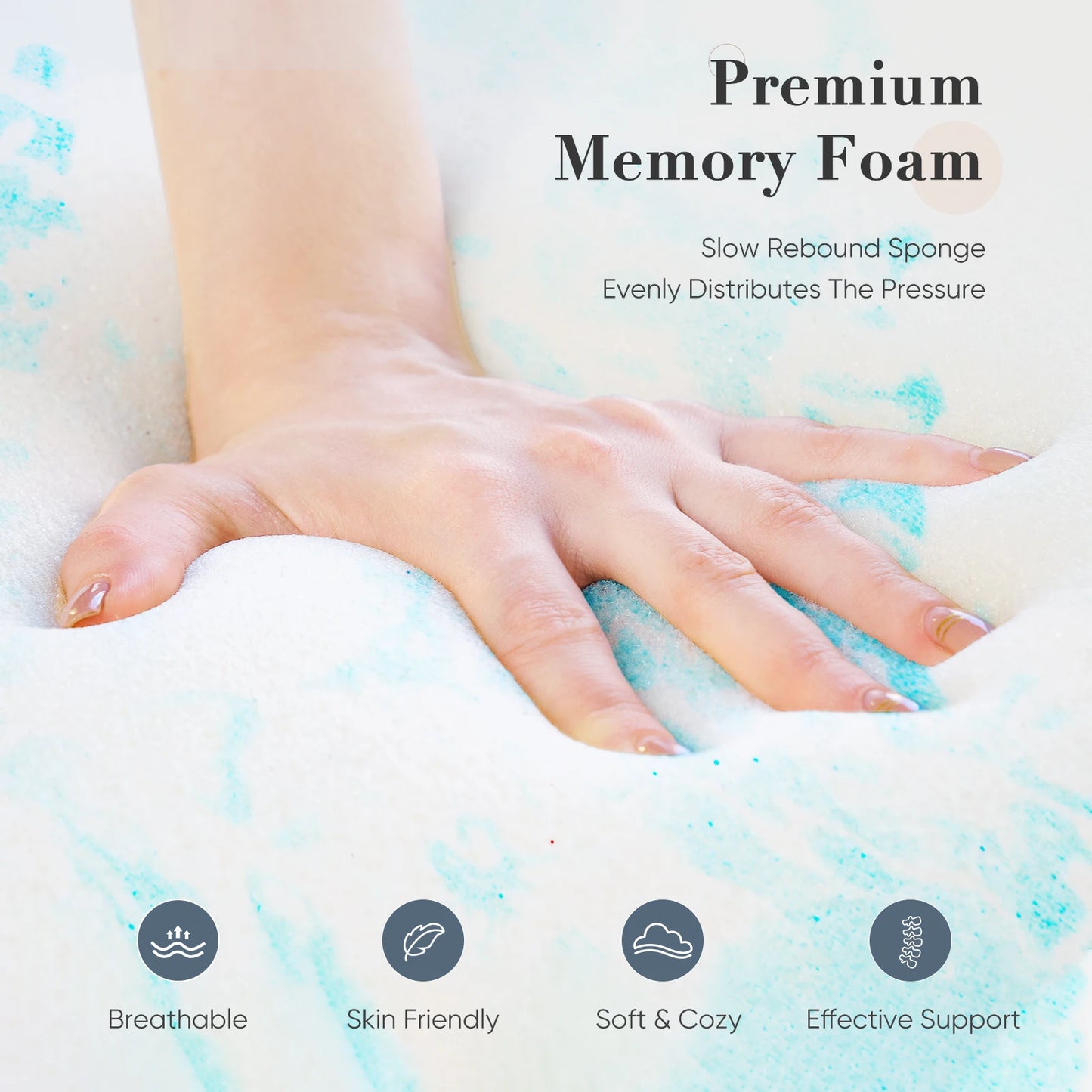 JHK Queen Memory Foam Gel Cooling Mattress Topper