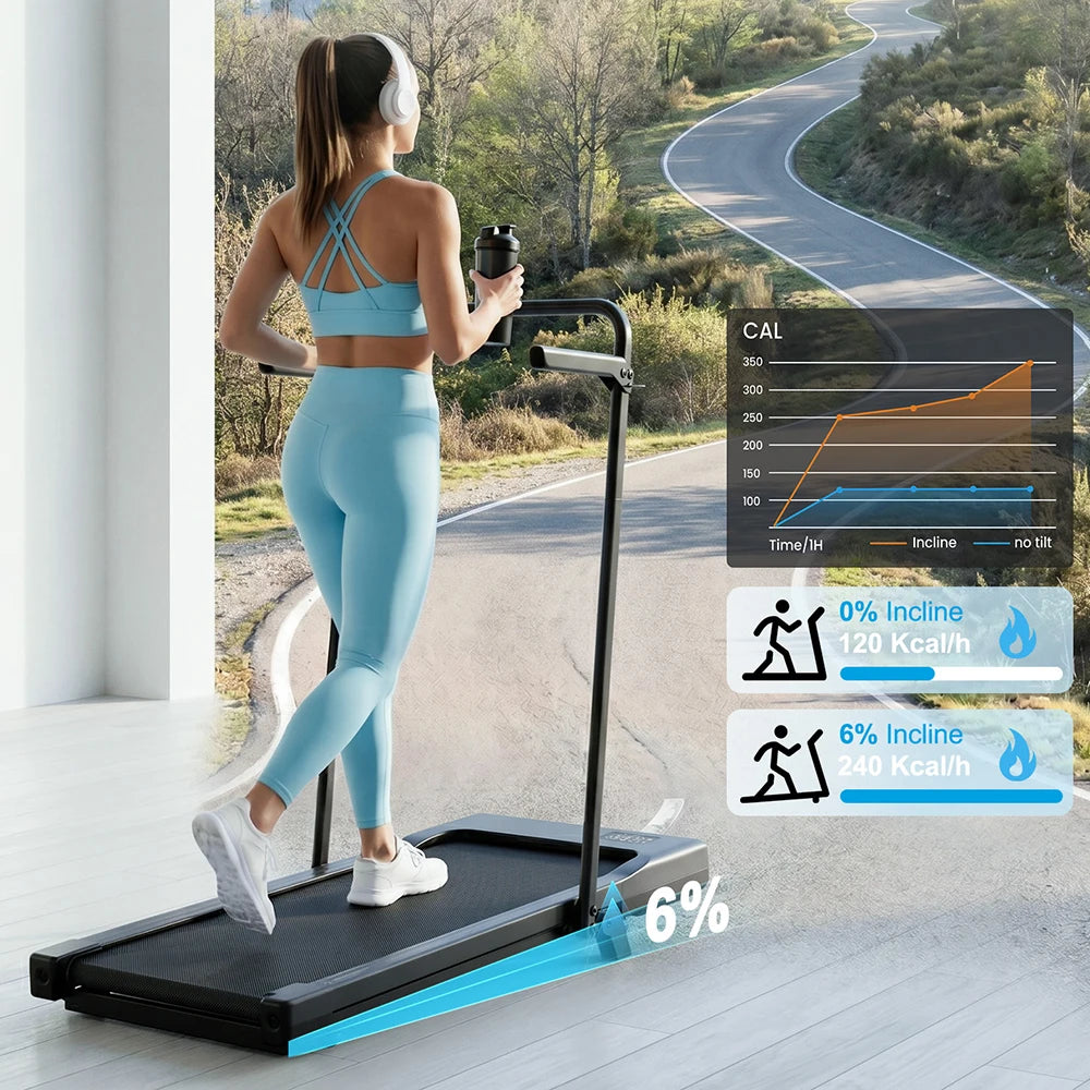 Superun Folding Treadmill With Incline Quiet Home Running Machine App