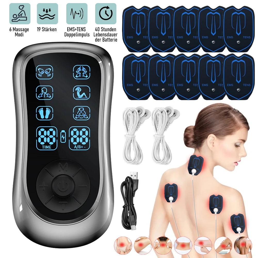 Dual Channel Rechargeable TENS EMS Muscle Stimulator