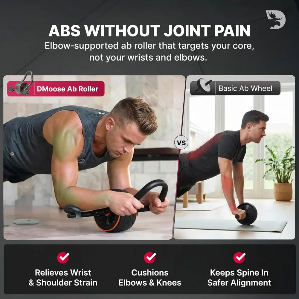 DMoose Fitness Ab Roller with Elbow Support and Knee Pads