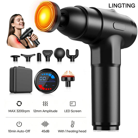 LINGTENG Heated Percussion Massage Gun for Deep Tissue Muscle Relief