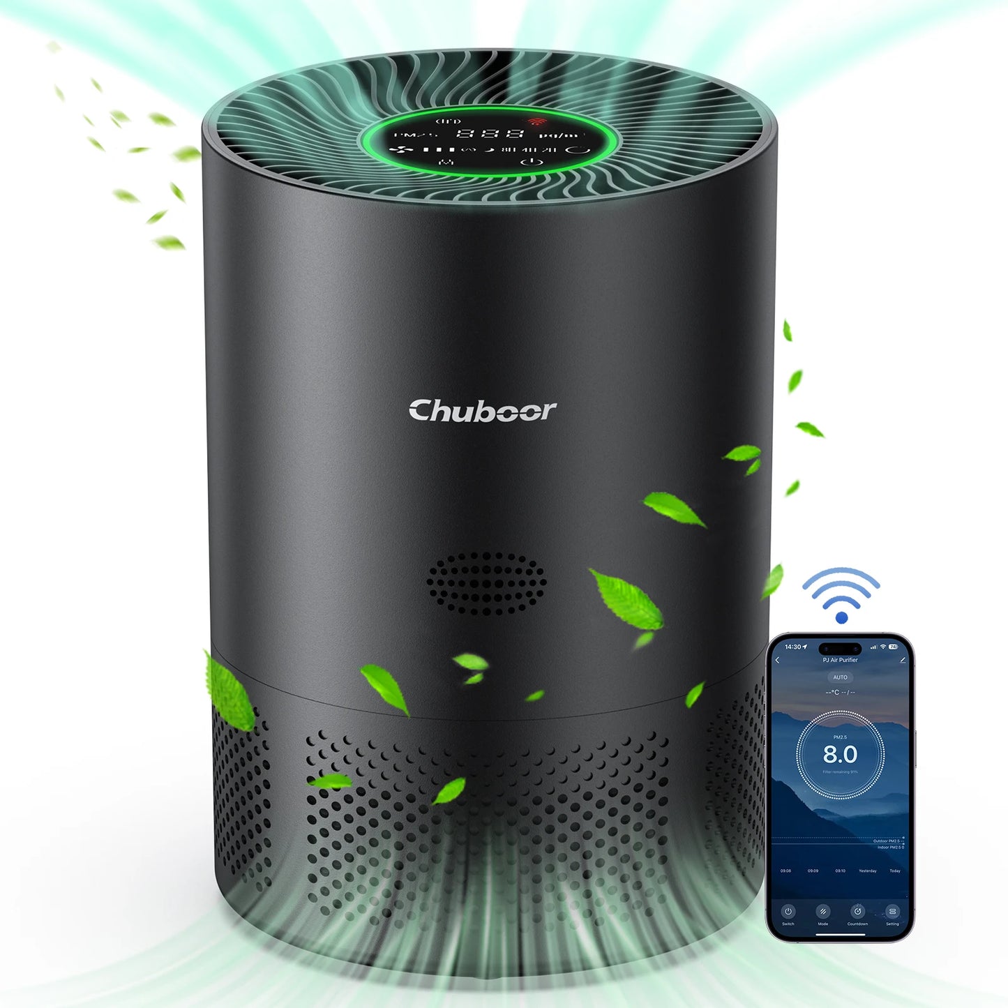 Chuboor Air Purifier H13 True HEPA Cleans Smoke Dust Pollen