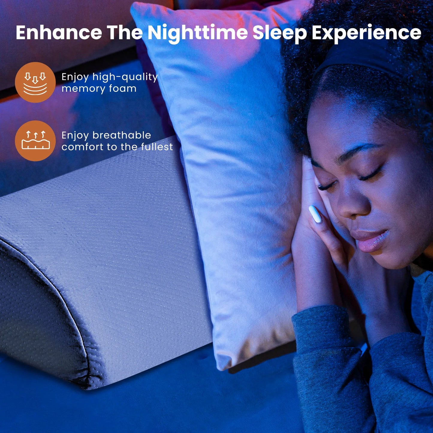 JHK Memory Foam Headboard Wedge Pillow With Removable Cover