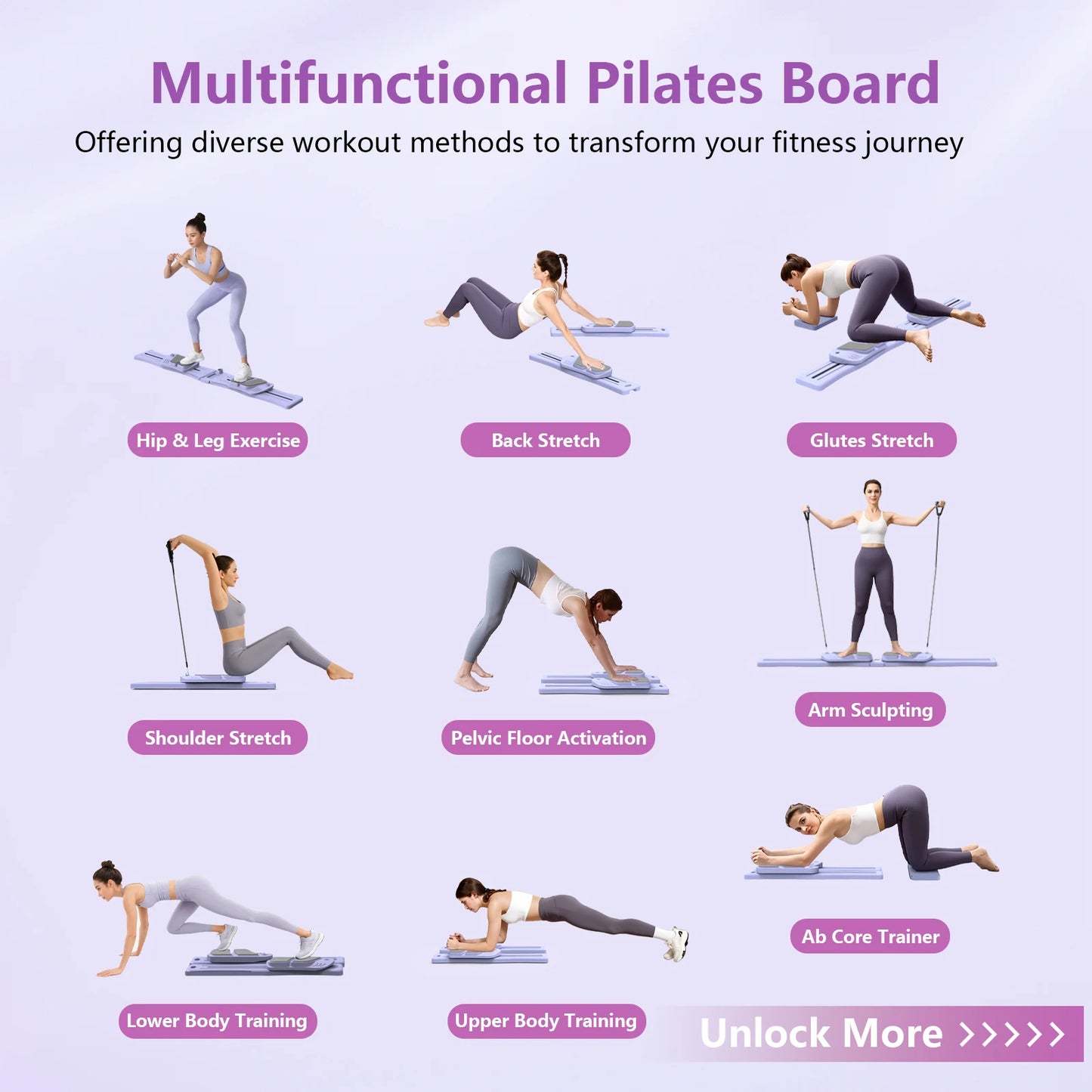 Wsuel Upgraded 7 in 1 Portable Pilates Reformer Board