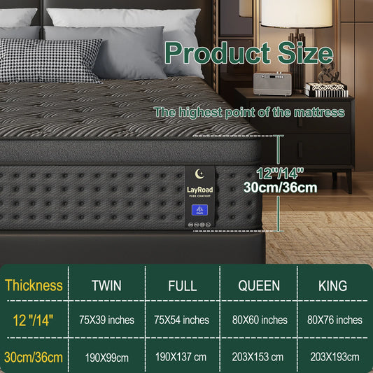 LAYROAD Memory Foam Mattress With Individually Pocketed Springs
