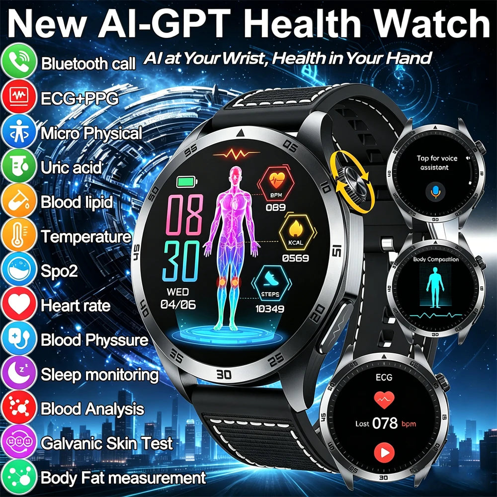 Ecg+ppg Health Smart Watch Men Blood Oxygen Uric Acid