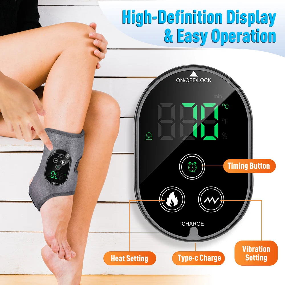 Moajaza 3-In-1 Cordless Heated Ankle Massager With Extension Strap