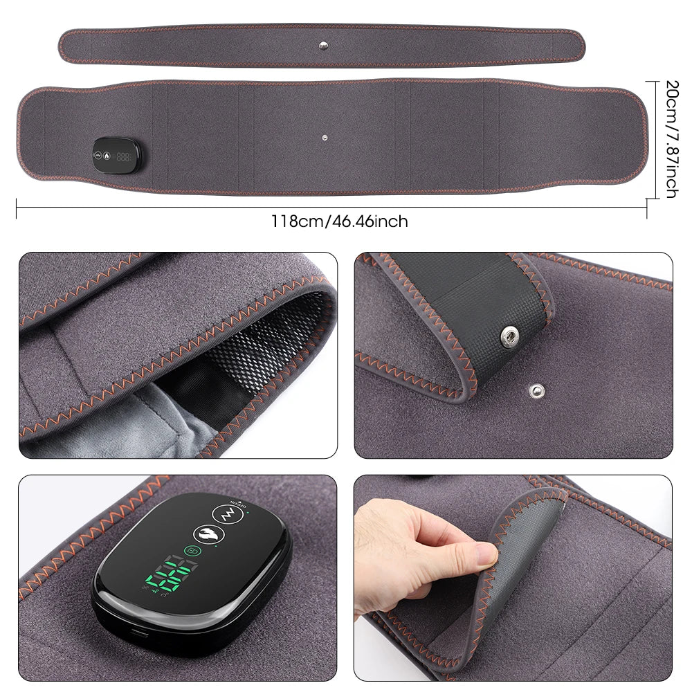 Agdoad Heating Vibration Massager Belt Dual Red Light Lumbar Support