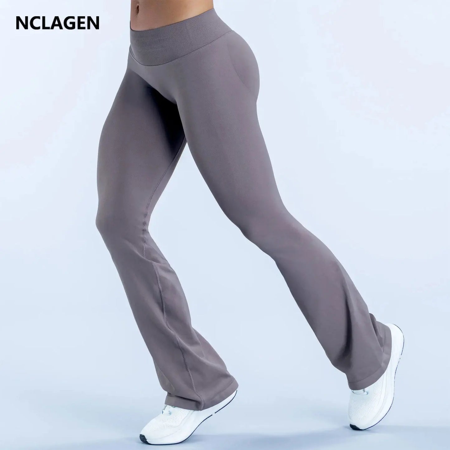 Nclagen Women Seamless Scrunched Booty Flare Gym Leggings