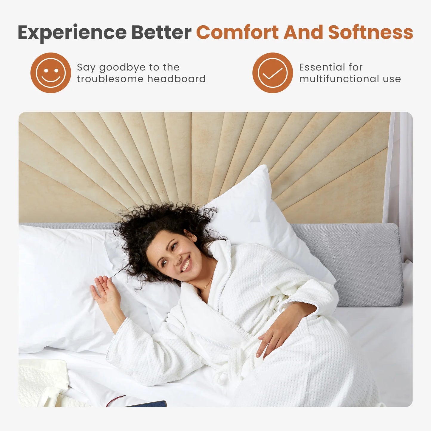 JHK Memory Foam Headboard Wedge Pillow With Removable Cover