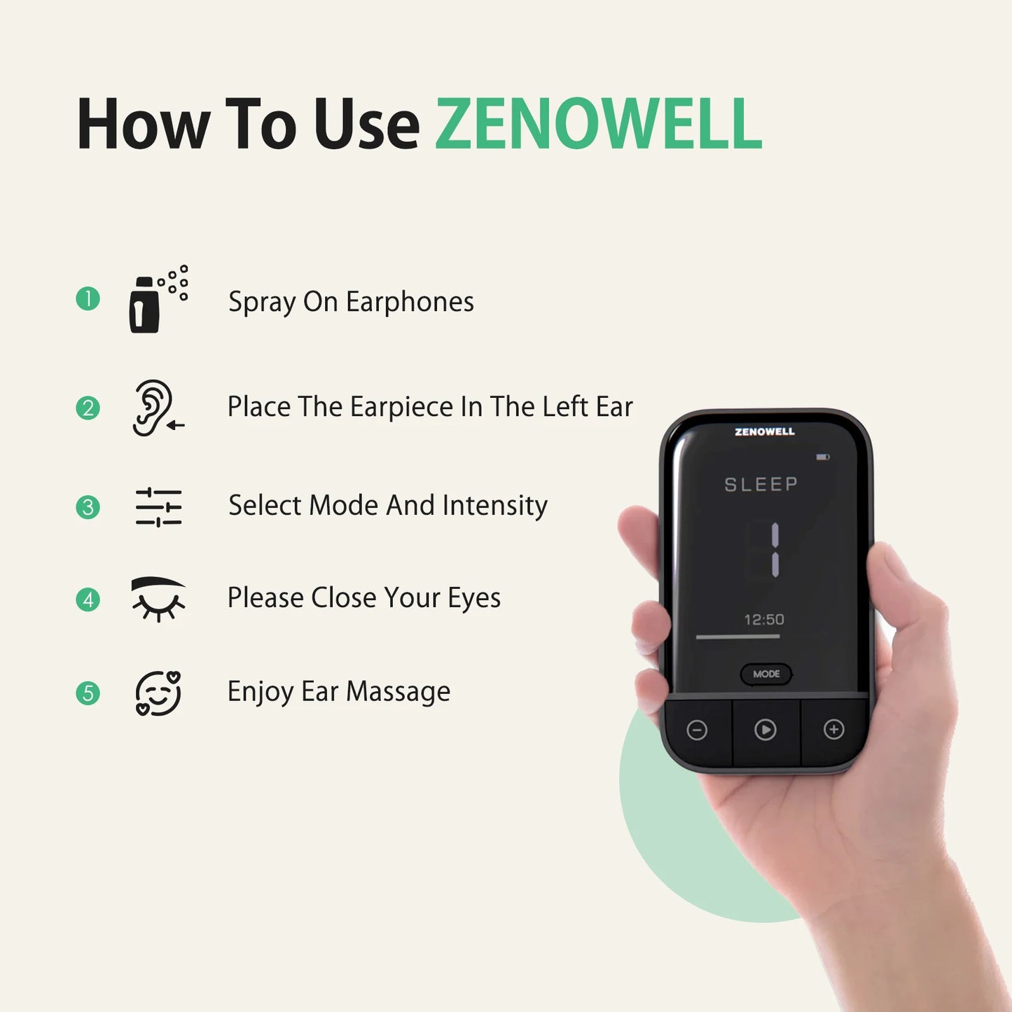 Zenowell Portable Vagus Nerve Stimulator For Deep Sleep Anxiety Relief