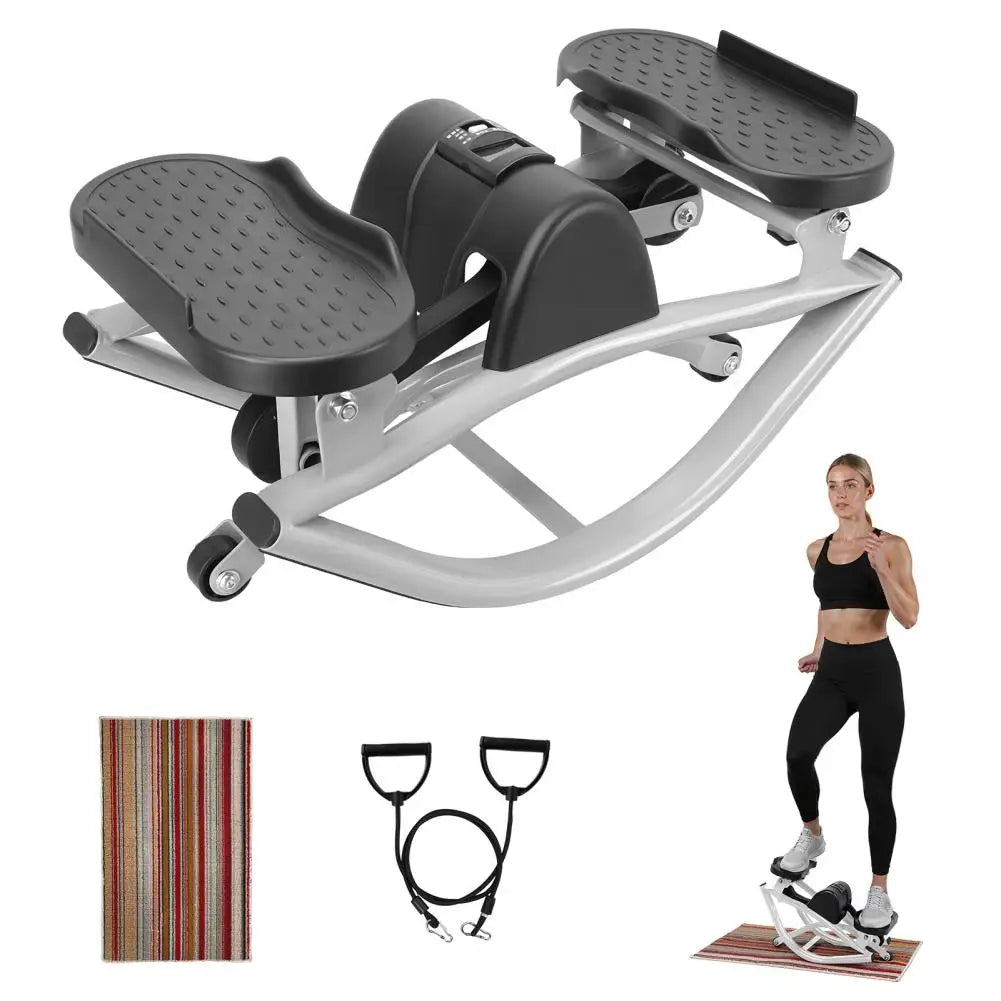 Low Shock Lateral Rocking Fitness Stepper With Resistance Bands