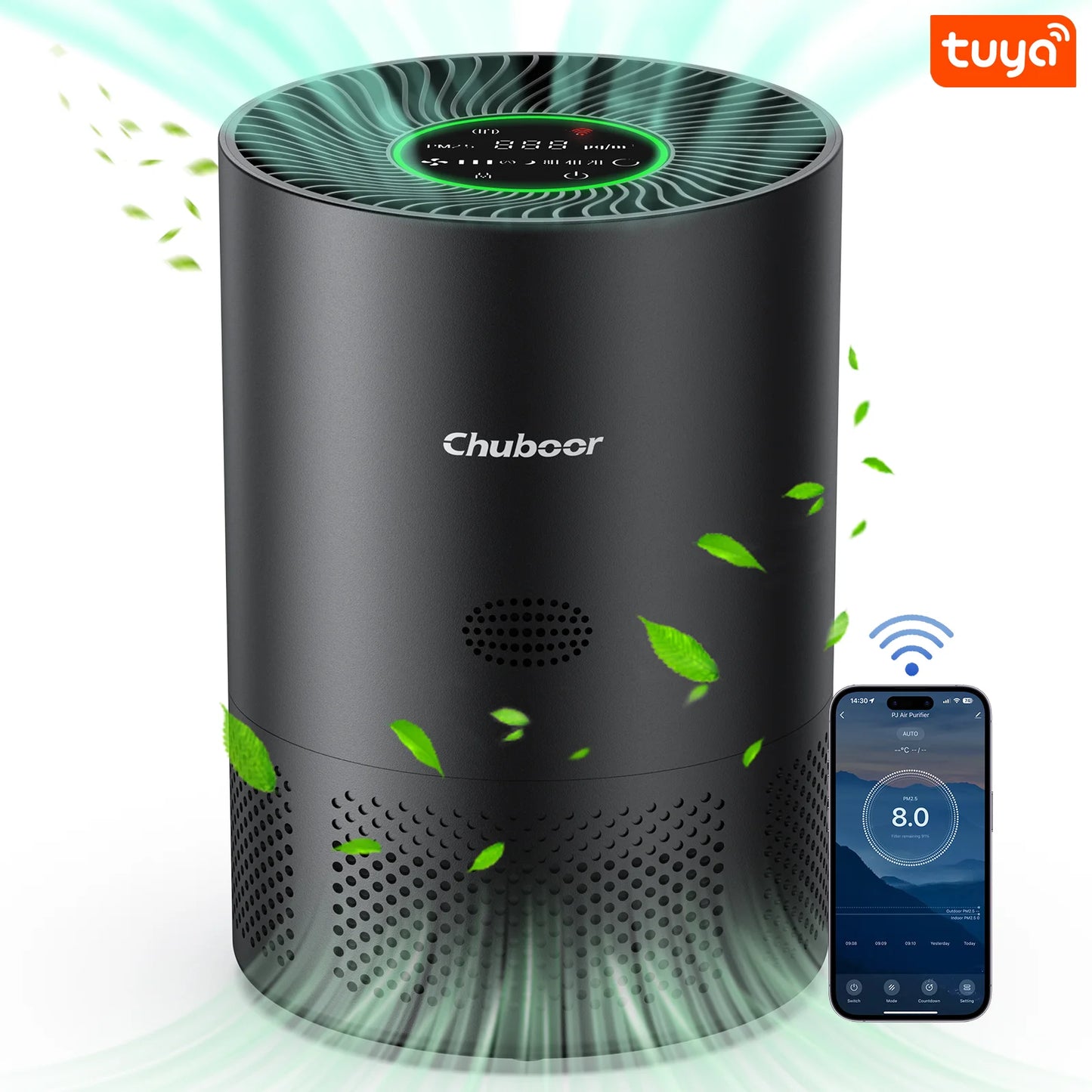 Chuboor Air Purifier H13 True HEPA Cleans Smoke Dust Pollen