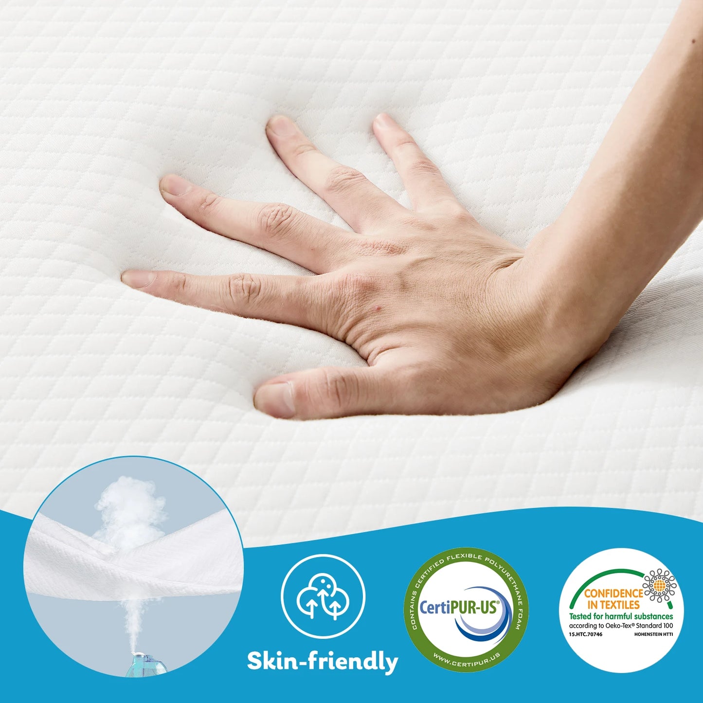 JHK Three Fold Portable Memory Foam Floor Bed