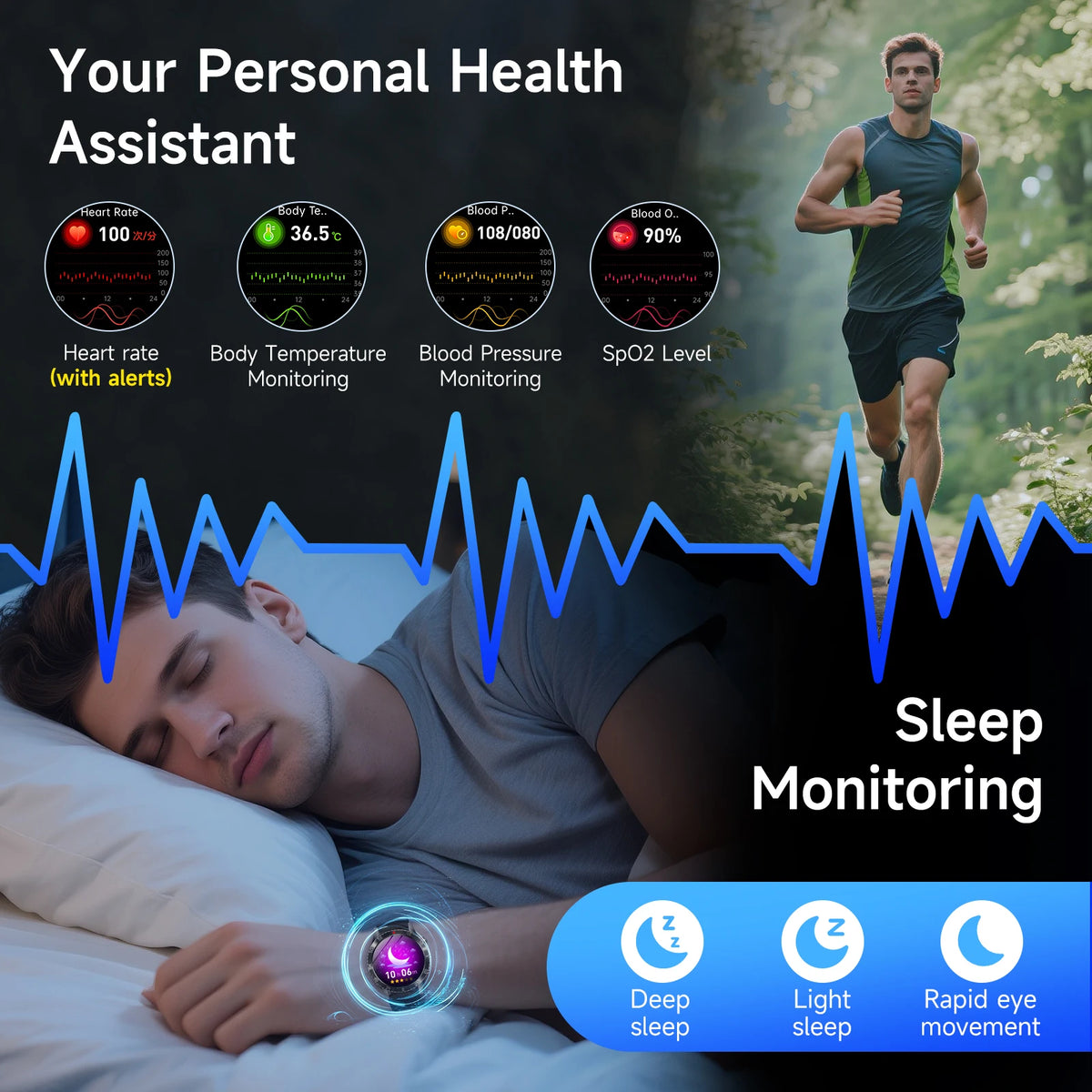 Marsyu ECG PPG Health Monitoring Smartwatch With Blood Pressure Tracking