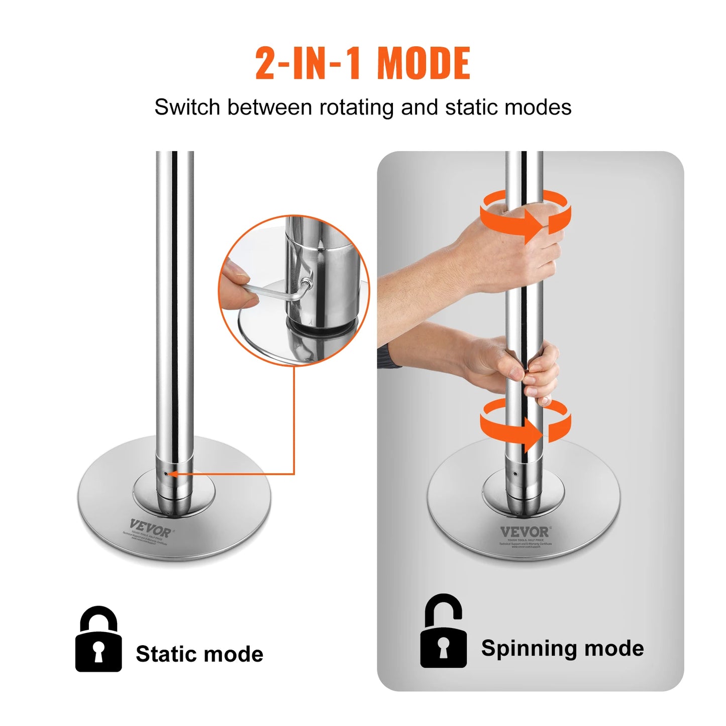 SucceBuy Professional 45mm Static Dancing Pole Heavy Duty Kit