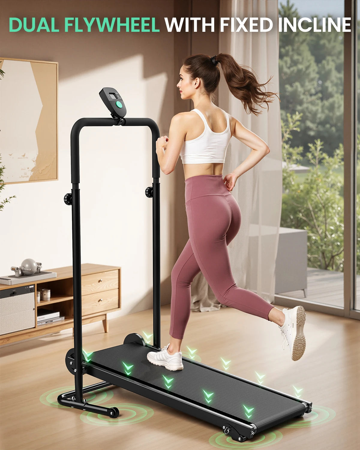 Akluer Mechanical Treadmill With Foldable Frame And Digital Console