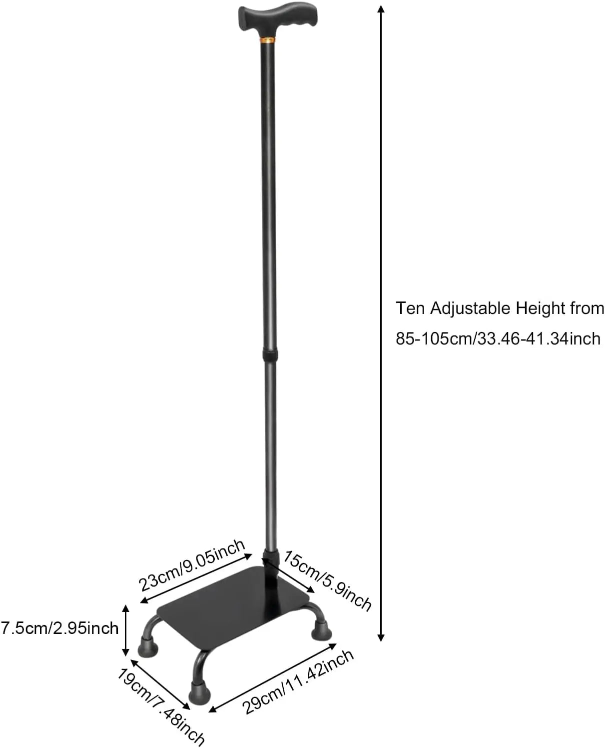 Stair Climbing Cane 2 In 1 Adjustable Anti Slip Support