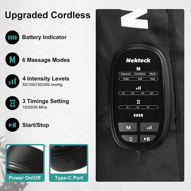 Nekteck Air Pressure Leg Massager Cordless Foot Massage Boots Kneading